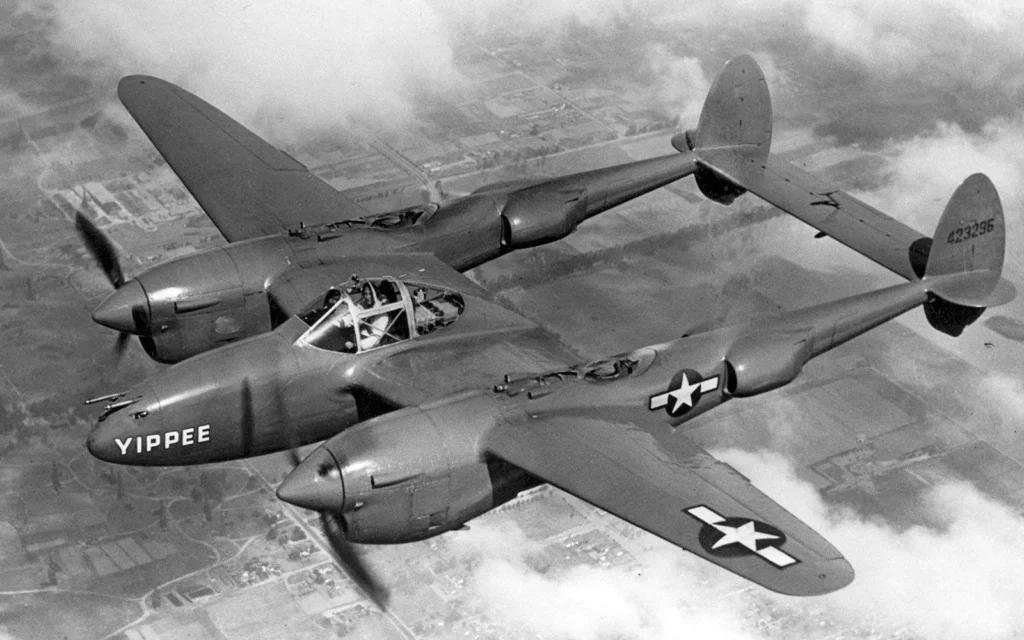 A Lockheed P-38 Lighting fighter.