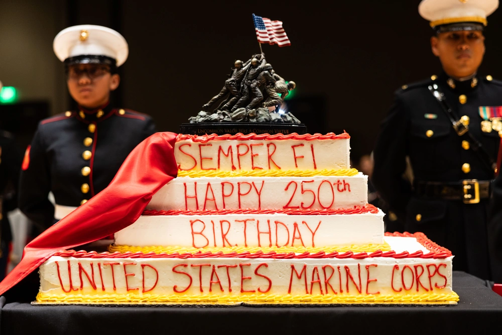 Marine Corps 250th anniversary birthday cake