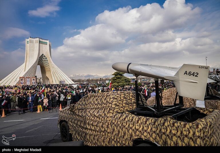 Shahed-136 drone on 44th Iranian revolution anniversary rally