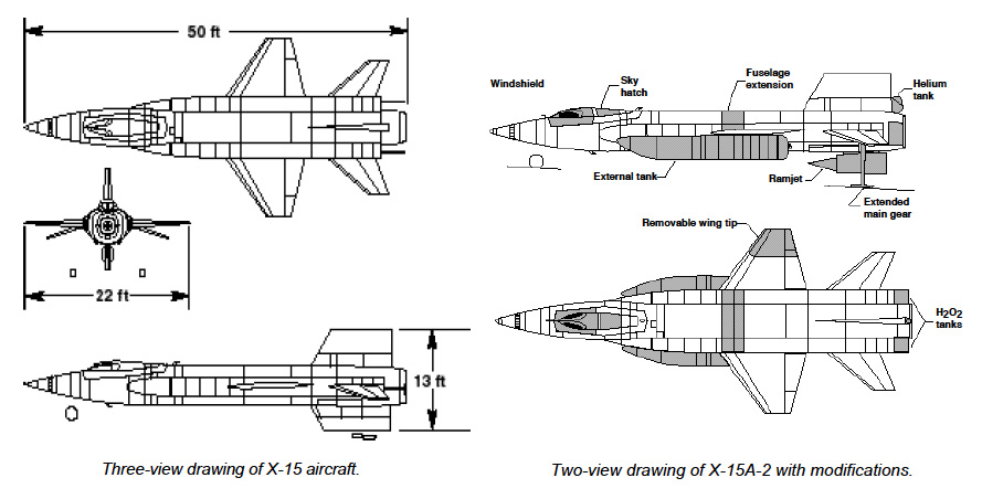 X-15 aircraft drawing