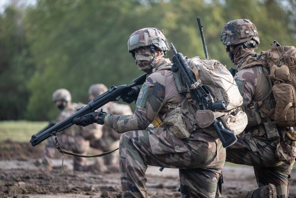 French soldier with Benelli M4 Super 90 shotgun