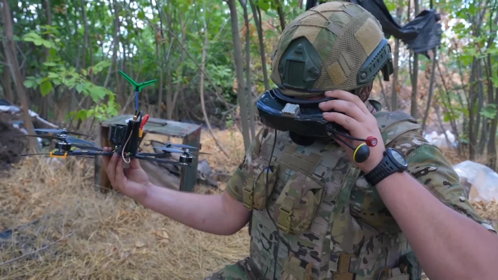 Russian soldier with drone