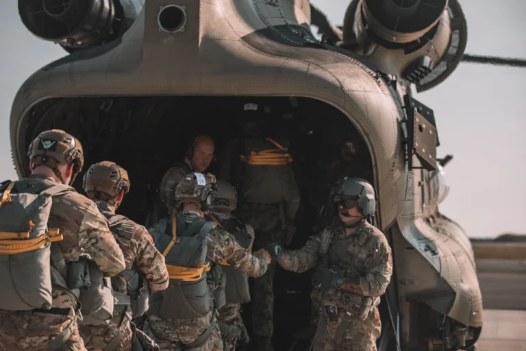 paratroopers conduct static line jump Leapfest