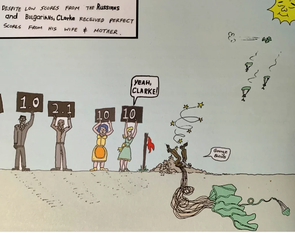 Geo Clarke parachute cartoon