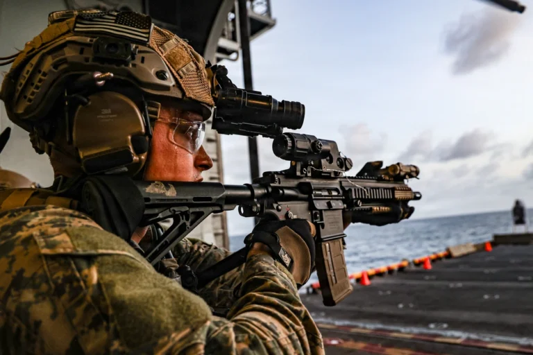 Marine fires M27 IRS onboard ISS Iwo Jima