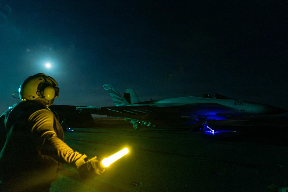 USS Abraham conducts flight operations Epic Fury
