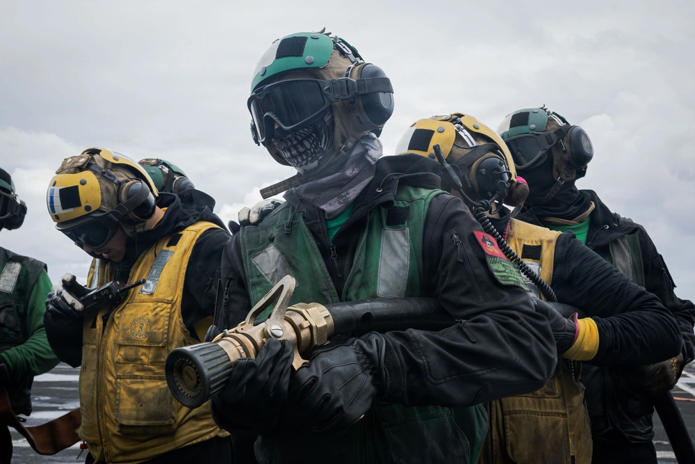 USS Gerald R. Ford firefighting drill