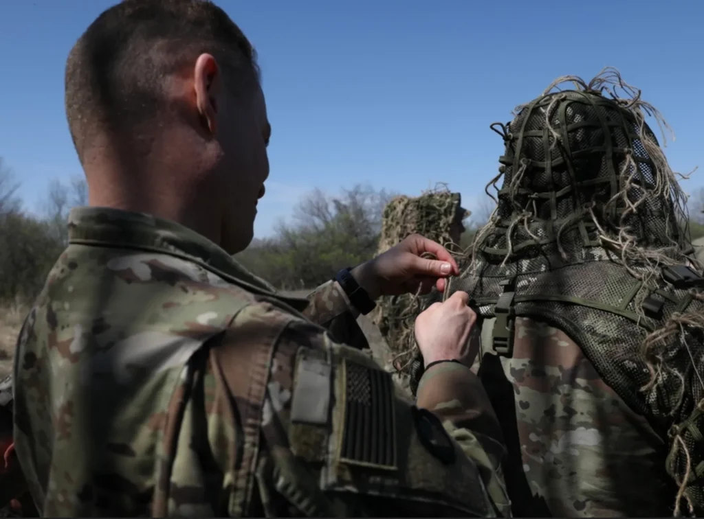 preparing ghillie suit for sniper