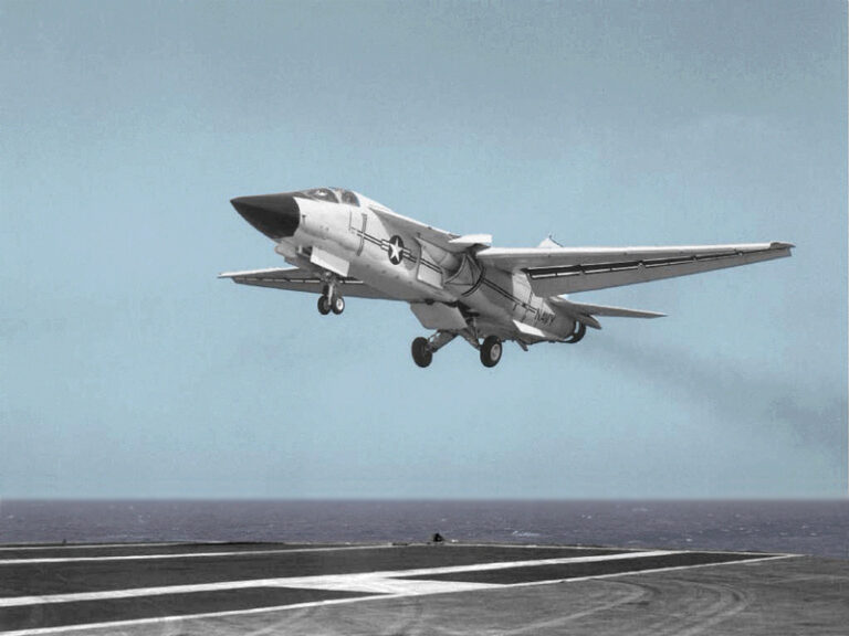 F-111B aircraft landing on aircraft carrier