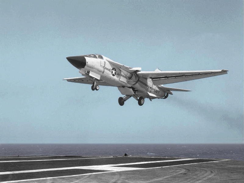 F-111B aircraft landing on aircraft carrier