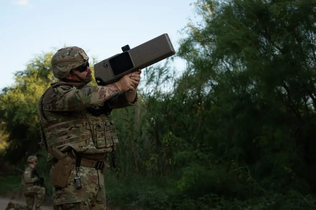 Soldier uses Dronebuster counter-drone weapon in southern border