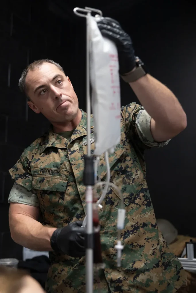 Marine blood transfusion training