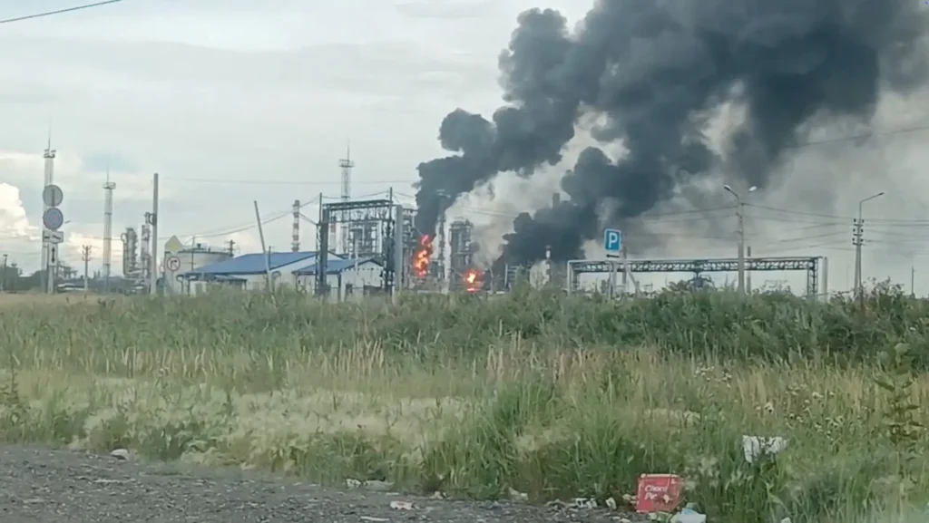 Omsk refinery burning after Ukrainian attack