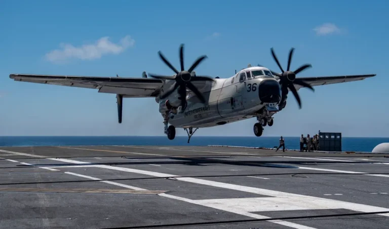 C-2 Greyhound lands on aircraft carrier