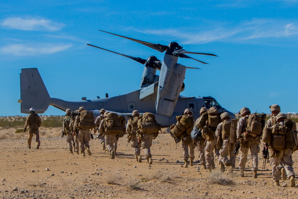 Marines board MV-22 Osprey