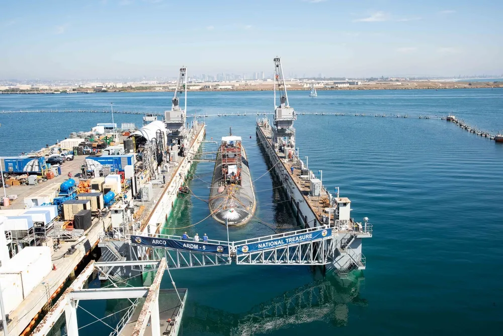 USS Asheville floating dry dock