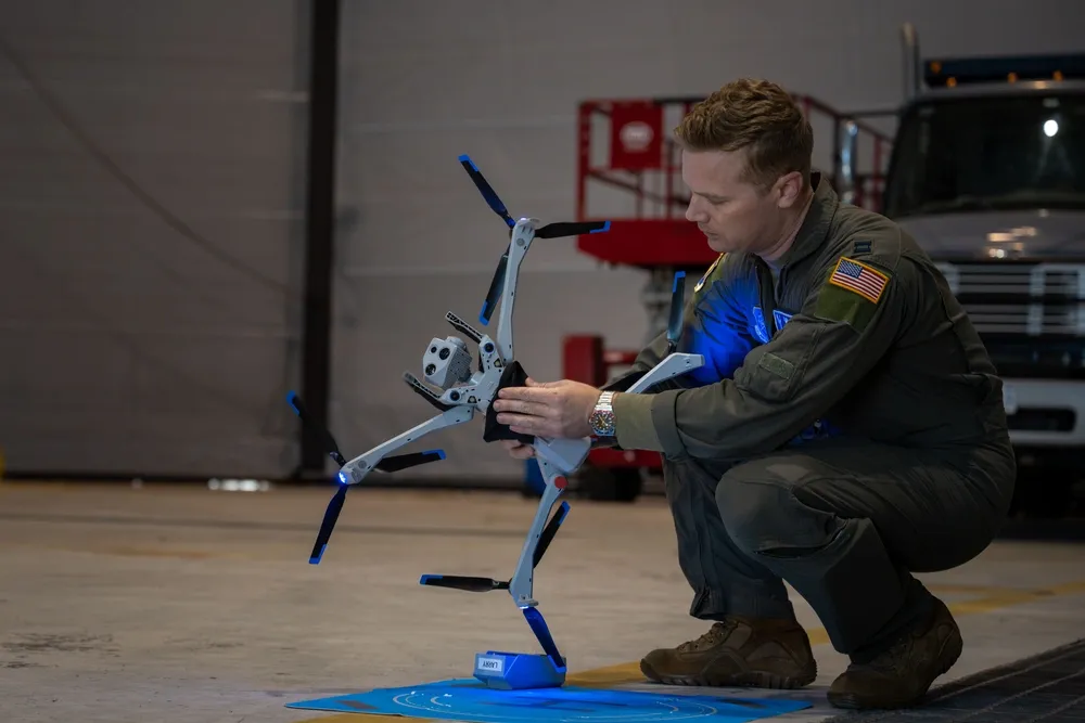 airman cleans drone