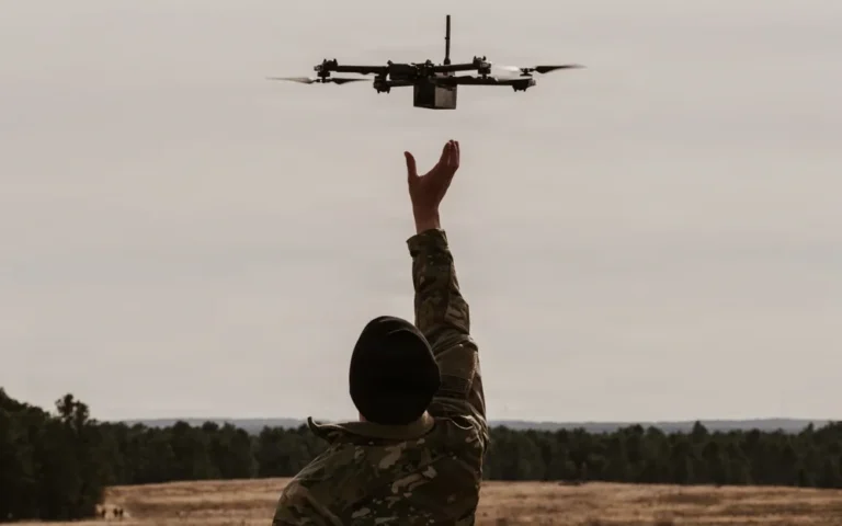 paratrooper releases drone