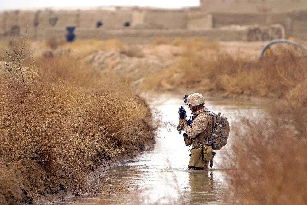 Marine in patrol in Afghanistan
