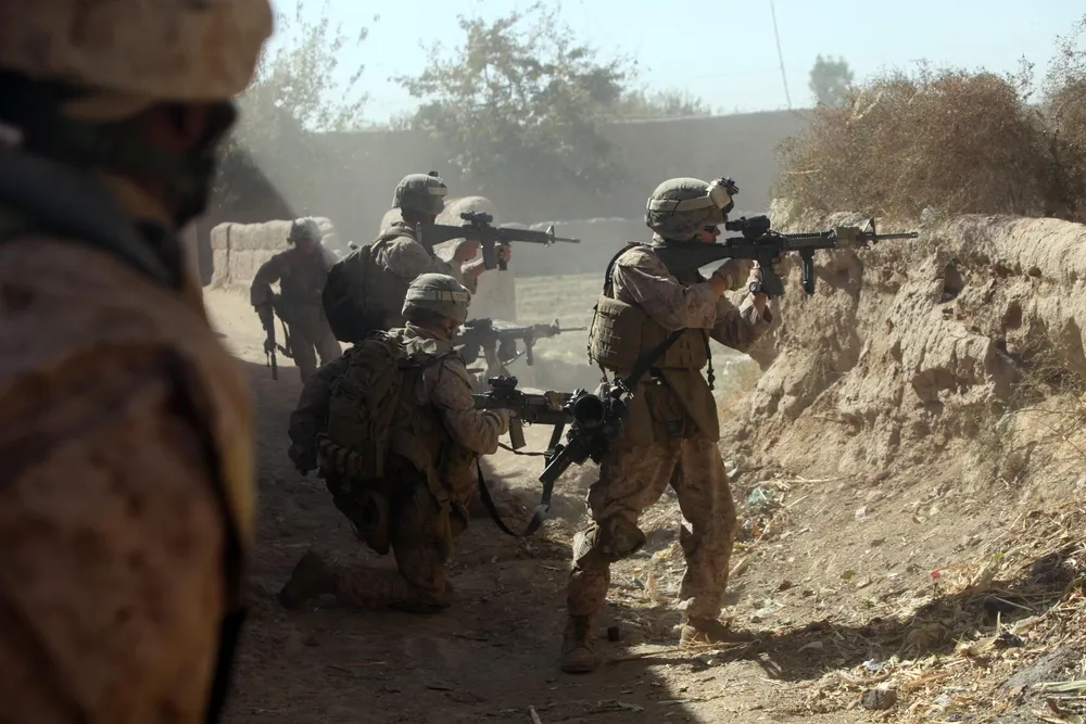 Marines provide covering fire in Afghanistan