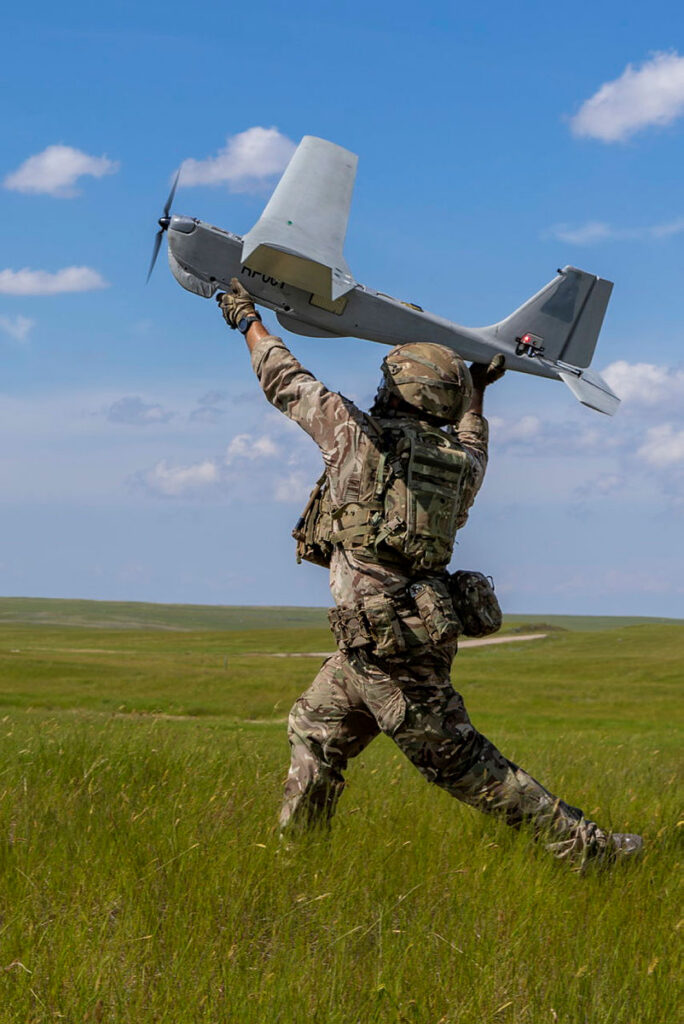 british soldier launches PUMA drone