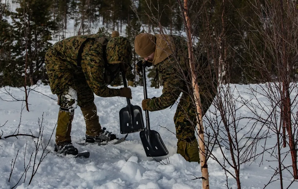 marines dig fighting hole cold-weather training-1