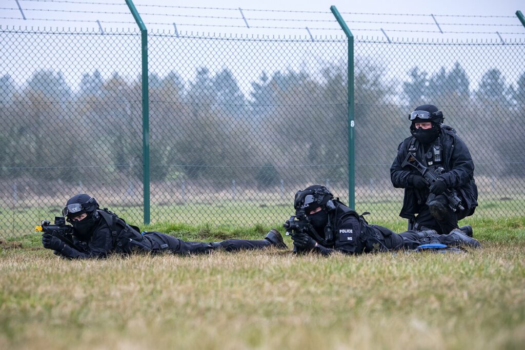 British policemen during field training exercise.