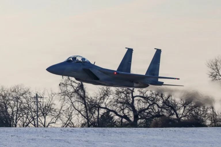 F-15EX takes off snow
