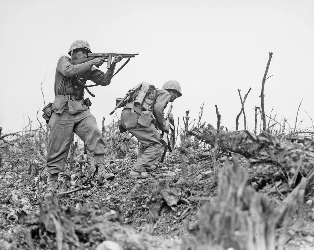 Marines fight in Okinawa Wana Ridge